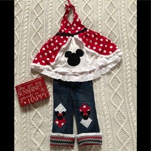 Euc-custom boutique Minnie halter and Capri set